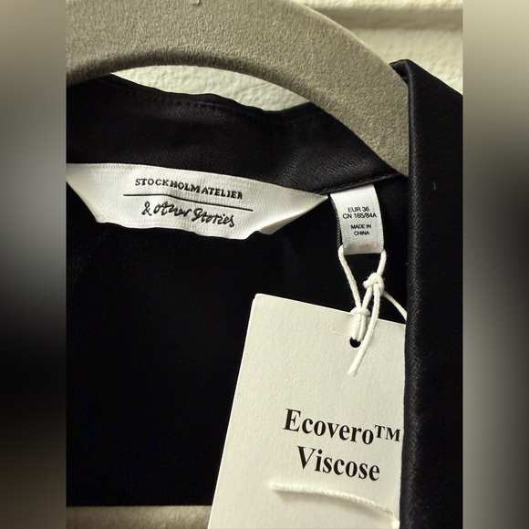 & Other Stories Black Mini Wrap Shirt Dress - Picture 8 of 8